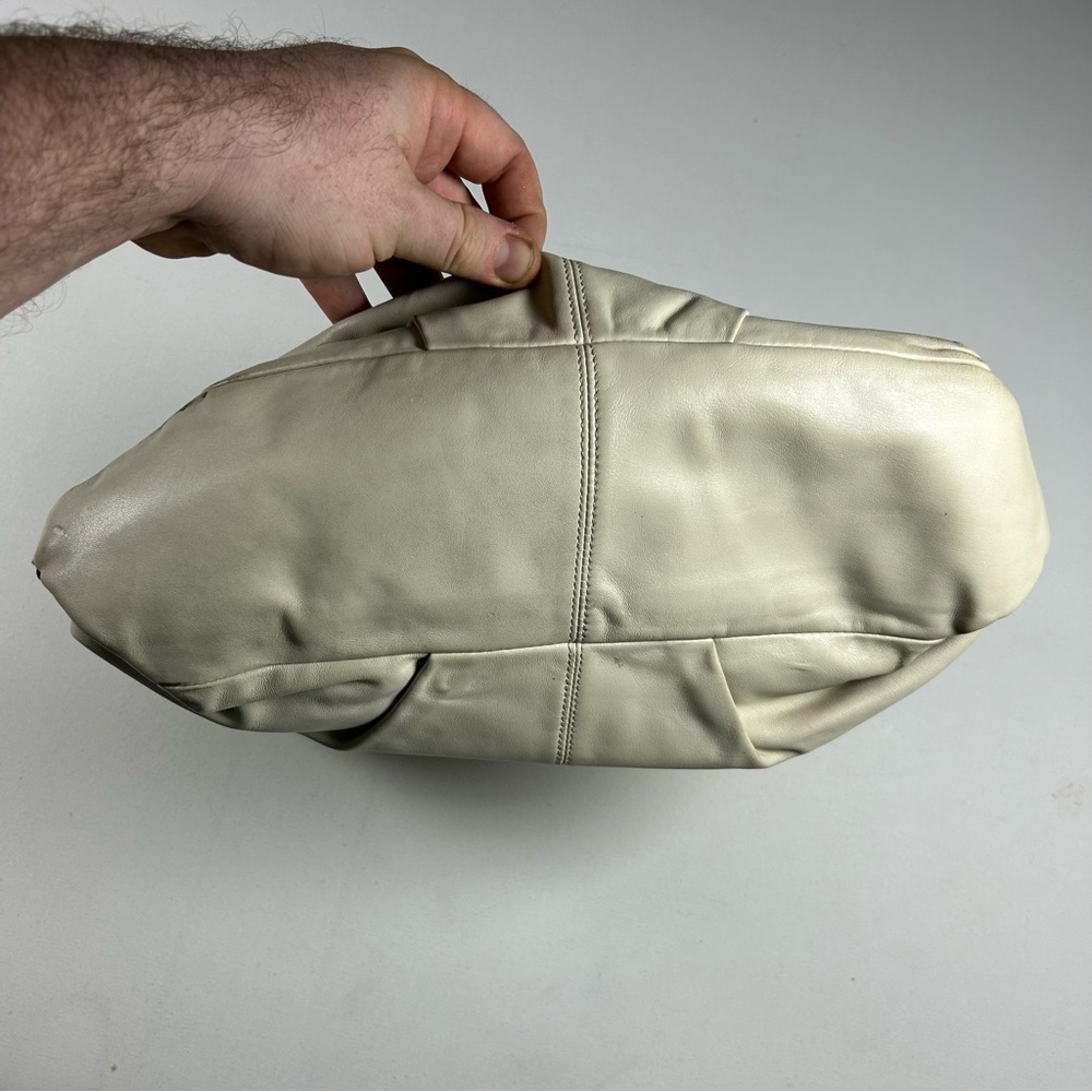 Vintage Y2k Coach Brooke Cream Leather Hobo Shoulder Bag 1482 Reptile Trim RARE - Picture 7 of 12